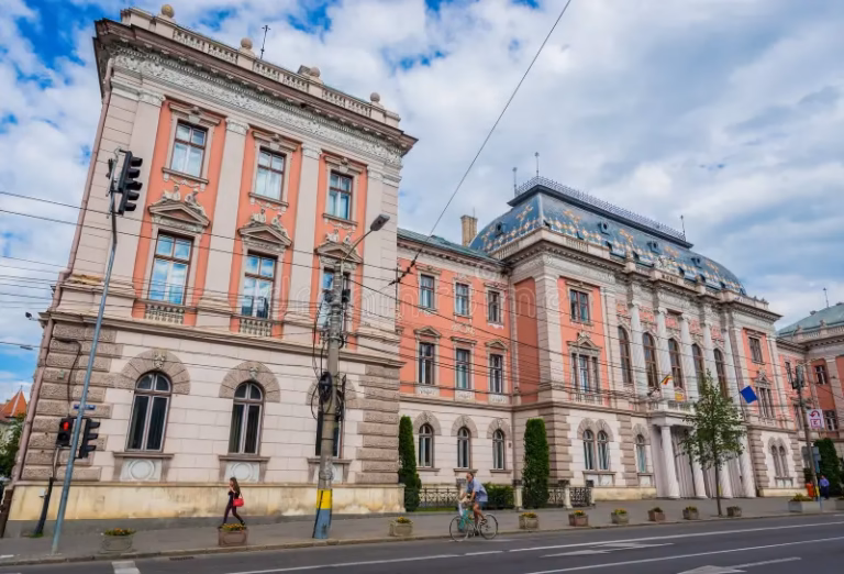 Clădirea Curții de Apel Cluj, ilustrând articolul despre suspendarea unui document constatator negativ în contencios administrativ.